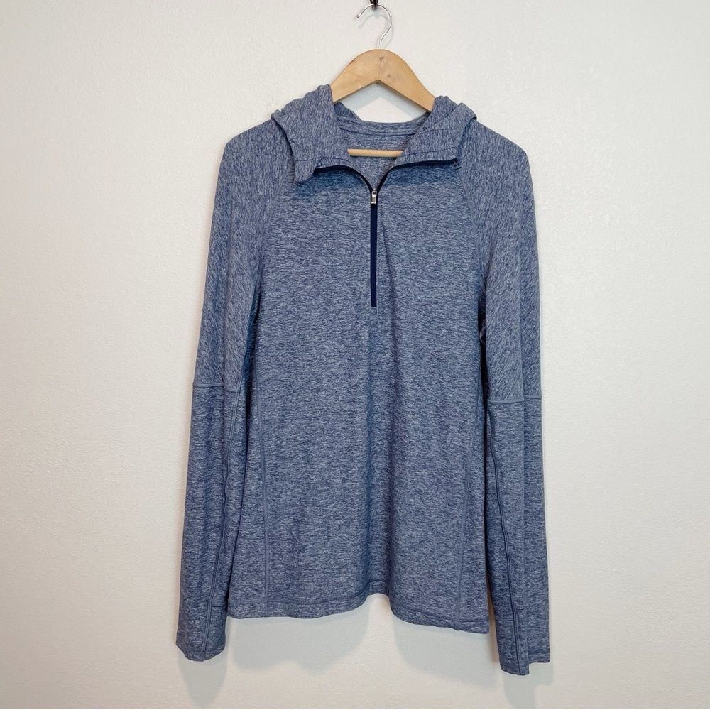 Men’s Lululemon Surge Tech Half Zip Hoodie Sweatshirt Heathered Blue Size Large